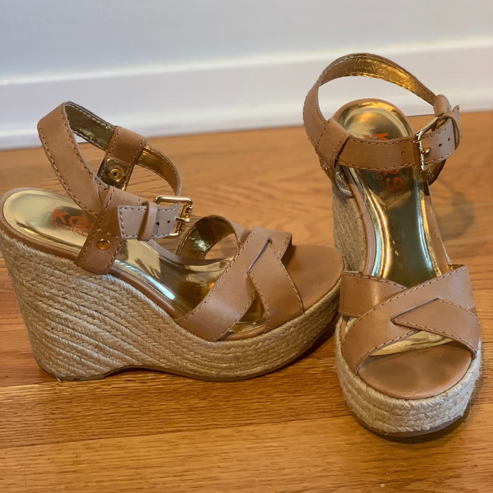 Kors by Michael Kors nude woven wedges
